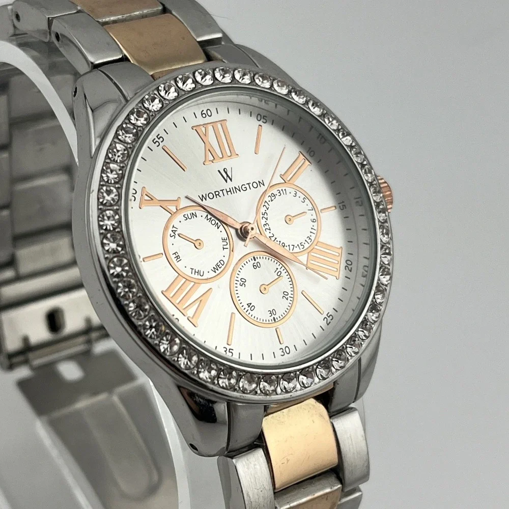 Worthington Watch Women 38mm Case Crystal Bezel Two Tone 7.25